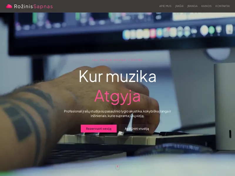Home page of the Rožinis Sapnas recording studio website